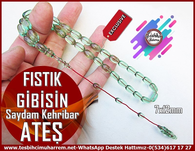 Yeşil Ton TesbihlerTM12150Sıralı Sistem Kapsül Kesim Saydam Yeşil Ateş Kehribar Tesbih Fıstık Gibisin Sıralı Sistem Kapsül Kesim Saydam Yeşil Ateş Kehribar Tesbih Fıstık Gibisin 