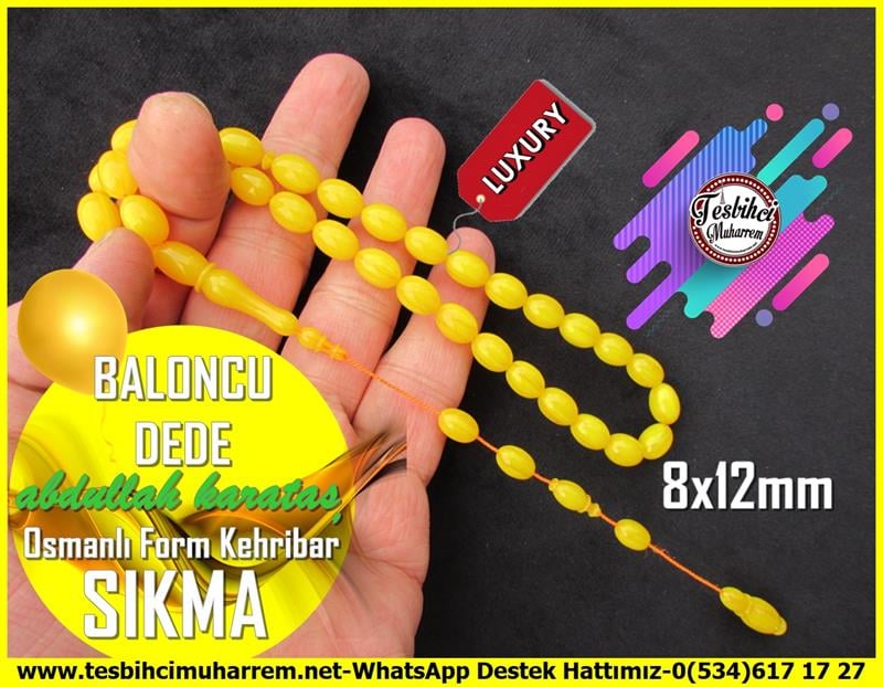 Kayısı Kehribar TesbihlerTM12238Şişman Beyzi Kesim Osmanlı Form Sarı Sıkma Kehribar Tesbih Baloncu Dede Şişman Beyzi Kesim Osmanlı Form Sarı Sıkma Kehribar Tesbih Baloncu Dede 