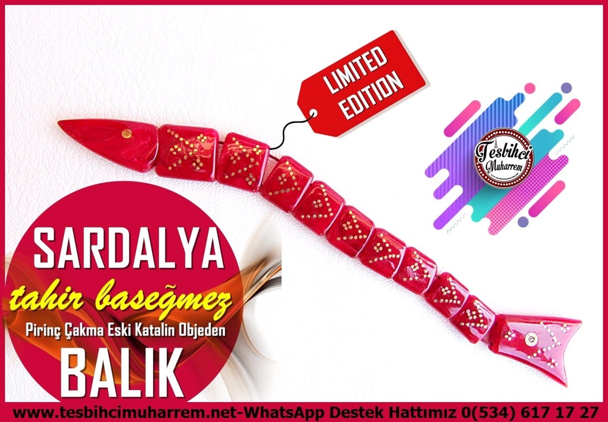Balık TesbihlerTM14473Tahir Başeğmez Usta İşçilikli Balık Zaza Tesbih I Elite Model Pirinç Çakma Eski Katalin Objeden Kırmızı Sardalya Tesbih Balık Zaza Tesbih I Elite Model Pirinç Çakma Eski Katalin Objeden Kırmızı Sardalya Tesbih