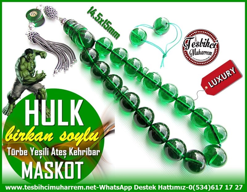 Maskot,Bileklik,Can-ı Gönül TesbihlerTM11559Tesbih Ateş Kehribar Havşalı Eski Usül Maskot Efe Bileklik Boy Türbe Yeşili Küre Kesim Hulk Tesbih Ateş Kehribar Havşalı Eski Usül Maskot Efe Bileklik Boy Türbe Yeşili Küre Kesim Hulk 