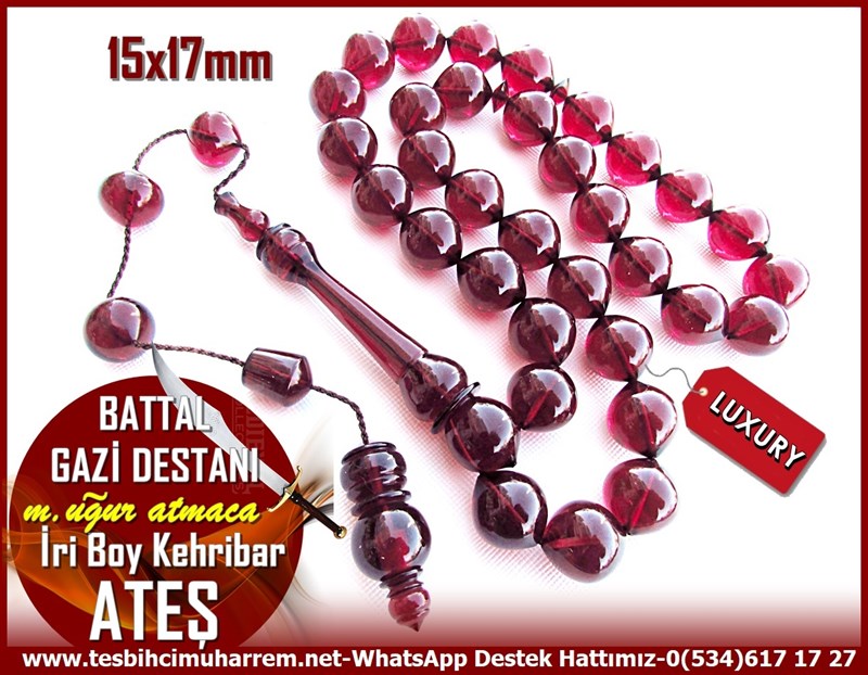 Bordo Vişne Ton TesbihlerTM11472Tesbih Ateş Kehribar Sığırcık Kesim İri Boy Kallavi Vişne Ton Battal Gazi DestanıTesbih Ateş Kehribar Sığırcık Kesim İri Boy Kallavi Vişne Ton Battal Gazi Destanı