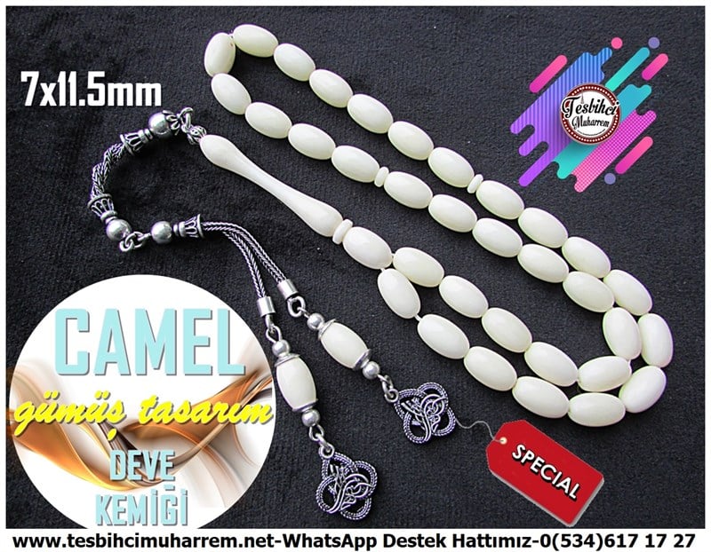 Deve Kemiği TesbihTM11749Tesbih Deve Kemiği Beyaz Beyzi Kesim Gümüş Püsküllü CamelTesbih Deve Kemiği Beyaz Beyzi Kesim Gümüş Püsküllü Camel
