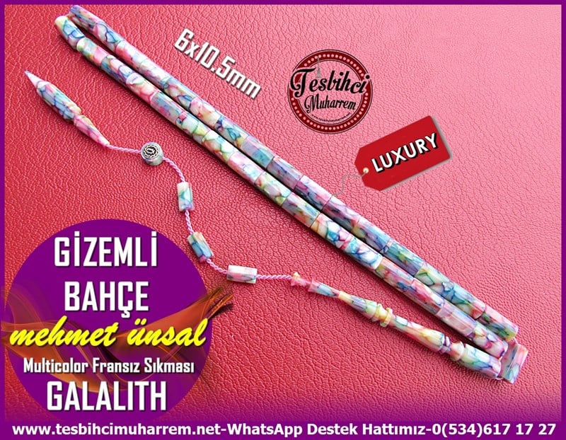 Galanit TesbihTM11543Tesbih Galalith Fransız Sıkması Multicolor Profesyonel Dik Kesme Gizemli BahçeTesbih Galalith Fransız Sıkması Multicolor Profesyonel Dik Kesme Gizemli Bahçe