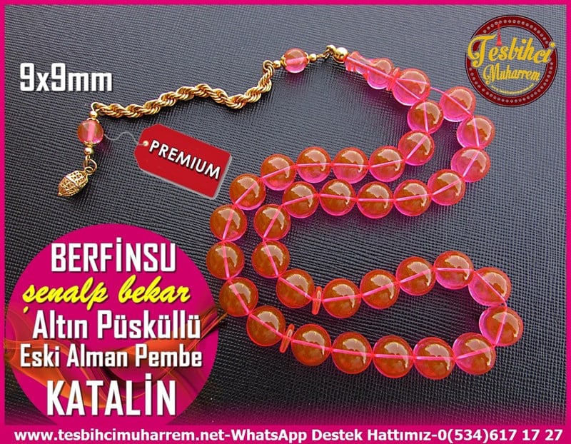 Katalin Ve Bağa TesbihlerTM11270Tesbih Katalin Eski Alman Pembe Uçlu Küre Altın Püsküllü Berfinsu Tesbih Katalin Eski Alman Pembe Uçlu Küre Altın Püsküllü Berfinsu 