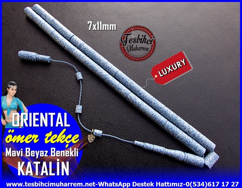 Katalin Ve Bağa TesbihlerTM11441Tesbih Katalin Mavi Meyaz Desenli Dik Kesme Özel Çalışma OrientalTesbih Katalin Mavi Meyaz Desenli Dik Kesme Özel Çalışma Oriental