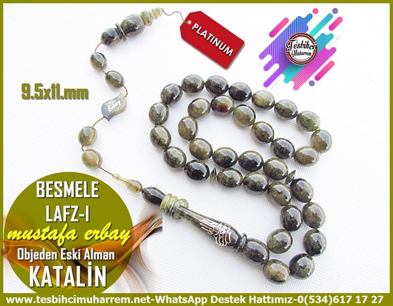 Hareli Yeşil Kehribar TesbihlerTM11671Tesbih Katalin Objeden Yosun Yeşili Beyzi Kesim Arapça Altın Besmele Lafz-ı Eski Alman Tesbih Katalin Objeden Yosun Yeşili Beyzi Kesim Arapça Altın Besmele Lafz-ı Eski Alman 