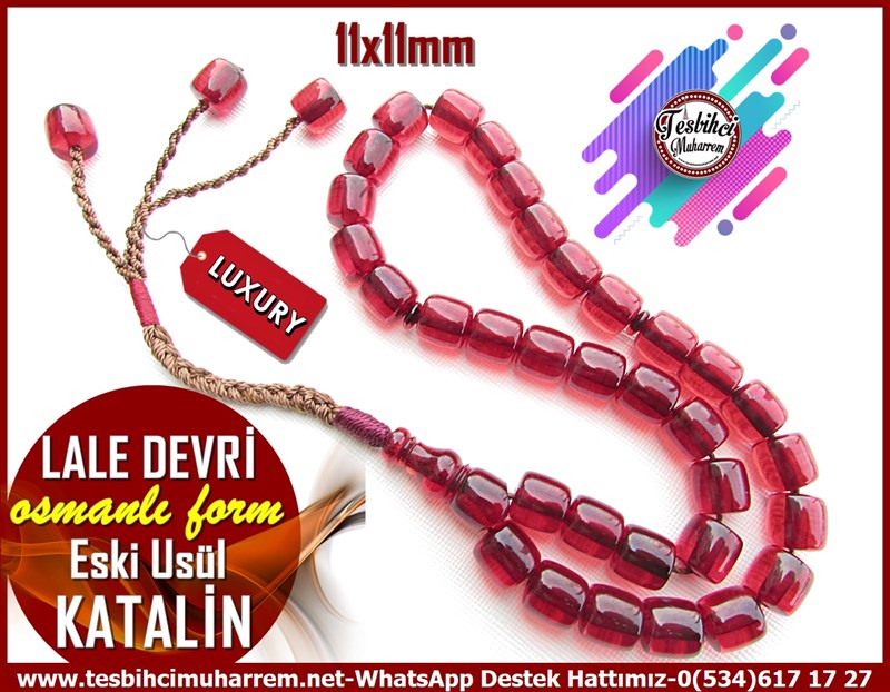 Katalin Ve Bağa TesbihlerTM11714Tesbih Katalin Osmanlı Form Eski Usül Fıçı Kesim Kırmızı Lale Devri Tesbih Katalin Osmanlı Form Eski Usül Fıçı Kesim Kırmızı Lale Devri 