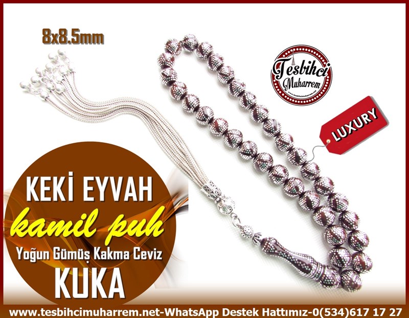 Kuka Ağacı TesbihlerTM11591Tesbih Kuka Profesyonel Yoğun Gümüş Çakım Gümüş Püskül Antibakteriyel Keki Eyvah Tesbih Kuka Profesyonel Yoğun Gümüş Çakım Gümüş Püskül Antibakteriyel Keki Eyvah 