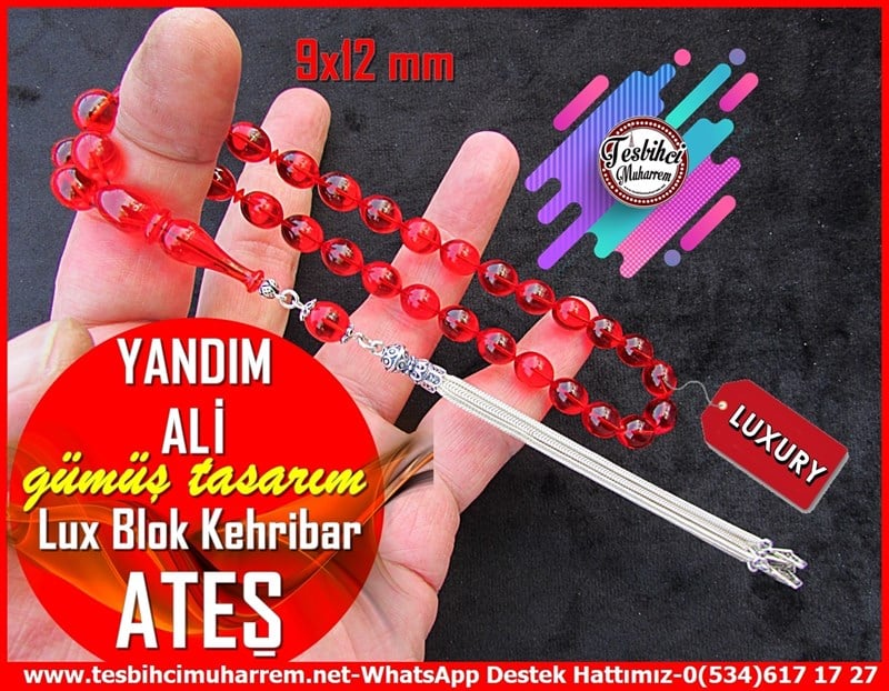 Ateş Kırmızı Ton TesbihlerTM11800Tesbih Lux Kırmızı Saydam Blok Ateş Kehribar Uzun İpek Püsküllü Yandım Ali Tesbih Lux Kırmızı Saydam Blok Ateş Kehribar Uzun İpek Püsküllü Yandım Ali 
