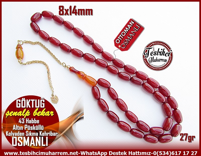 Osmanlı Antika Vişne Ton TesbihlerTM11281Tesbih Osmanlı Sıkma Kehribar Antika Kolyeden 43 Habbeli Altın Püsküllü Göktuğ Tesbih Osmanlı Sıkma Kehribar Antika Kolyeden 43 Habbeli Altın Püsküllü Göktuğ 