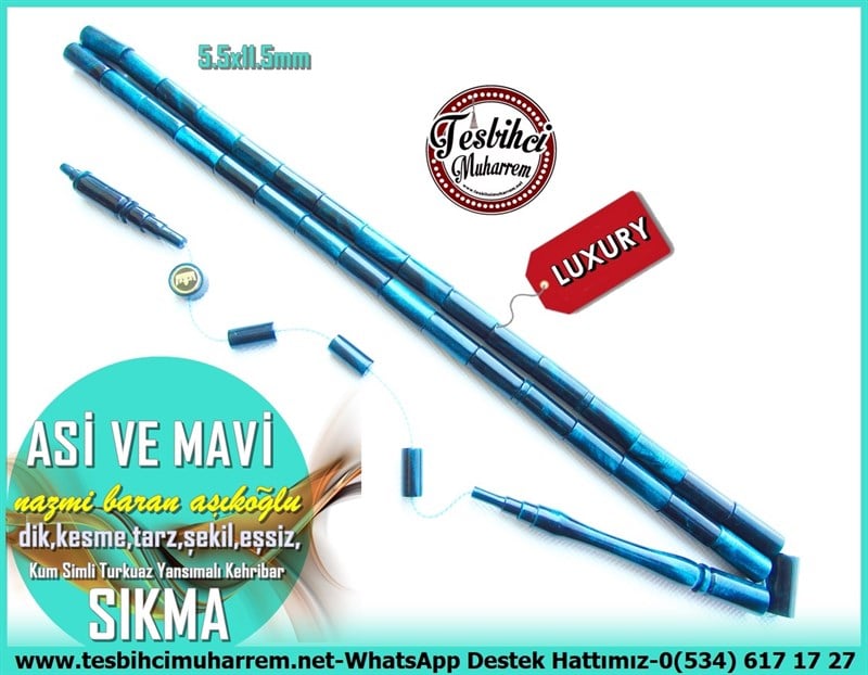 Hareli Mavi Kehribar TesbihlerTM11328Tesbih Sıkma Kehribar Kum Simli Turkuaz Yansımalı Dik Kesme Asi Ve Mavi Tesbih Sıkma Kehribar Kum Simli Turkuaz Yansımalı Dik Kesme Asi Ve Mavi 