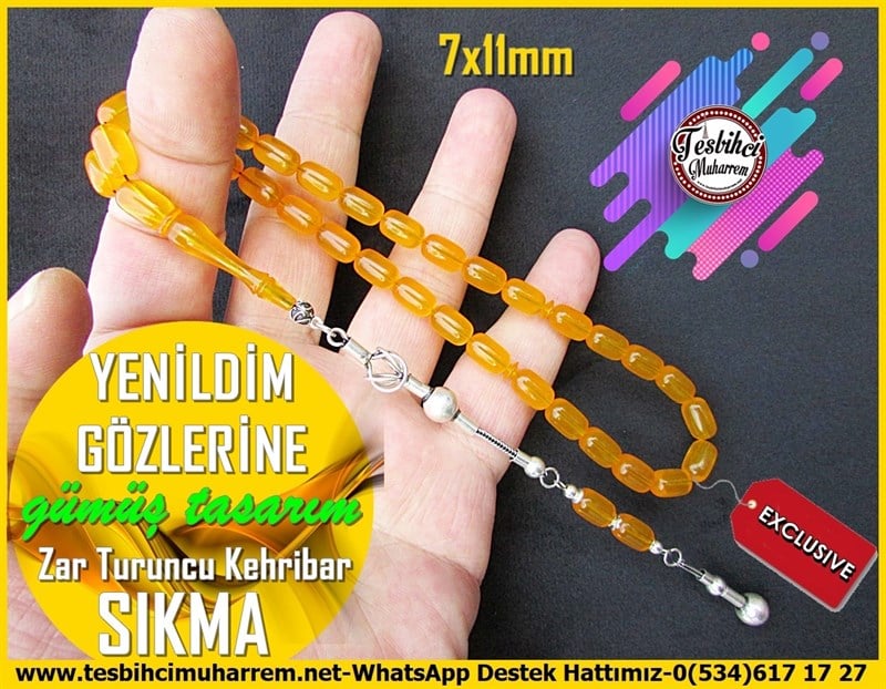 Sarı Ton TesbihlerTM11740Tesbih Sıkma Kehribar Zar Turuncusu Kapsül Kesim Gümüş Püsküllü Yenildim GözlerineTesbih Sıkma Kehribar Zar Turuncusu Kapsül Kesim Gümüş Püsküllü Yenildim Gözlerine