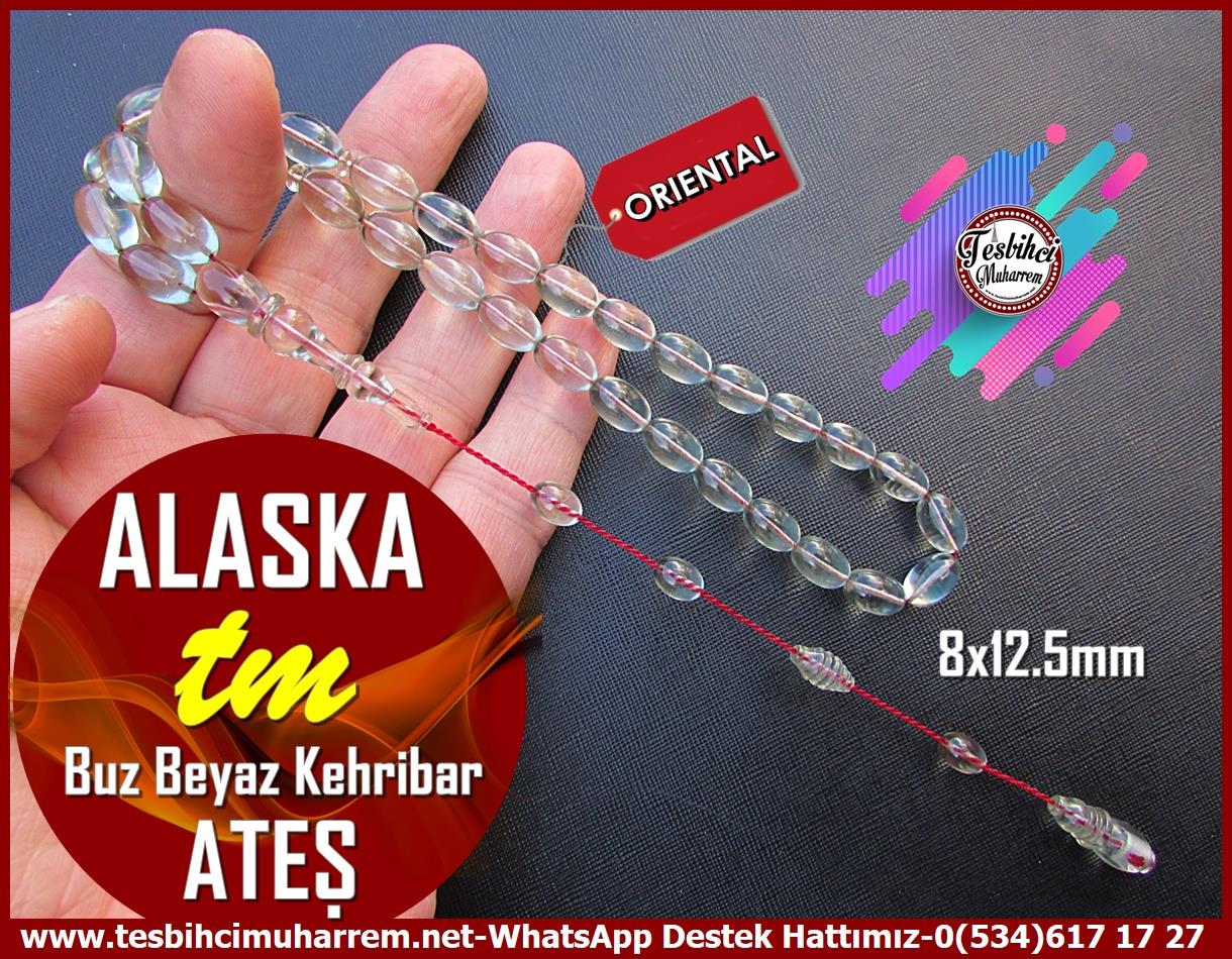 Su Damlası Ton TesbihlerTM13134Tespih Ateş Kehribar I Buz Beyaz Badem Kesim Alaska TesbihTespih Ateş Kehribar I Buz Beyaz Badem Kesim Alaska Tesbih