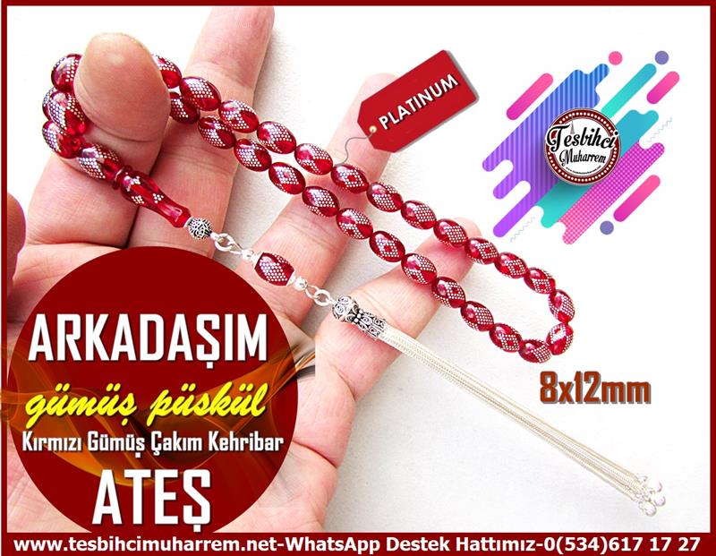 Ateş Kırmızı Ton TesbihlerTM12573Tespih Ateş Kehribar Kırmızı Gümüş Çakım Arkadaşım Tesbih Tespih Ateş Kehribar Kırmızı Gümüş Çakım Arkadaşım Tesbih 