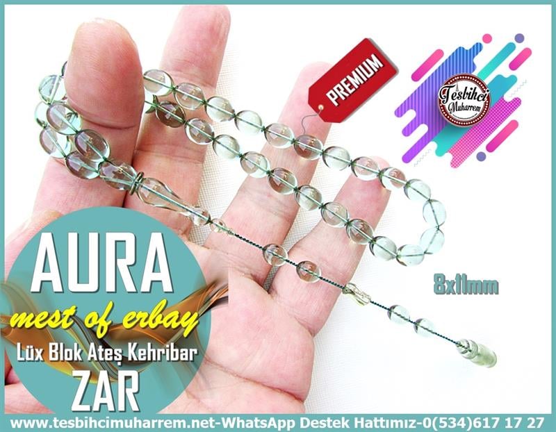 Zar Kehribar TesbihTM12693Tespih Blok Zar Ateş Kehribar Beyzi Kesim Aqua Aura TesbihTespih Blok Zar Ateş Kehribar Beyzi Kesim Aqua Aura Tesbih