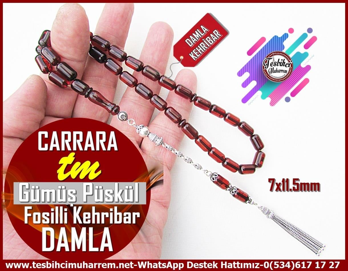  Damla Kehribar TesbihlerTM13151Tespih Damla Kehribar I Kapsül Kesim Fosilli Gümüş Püskül Carrara TesbihTespih Damla Kehribar I Kapsül Kesim Fosilli Gümüş Püskül Carrara Tesbih
