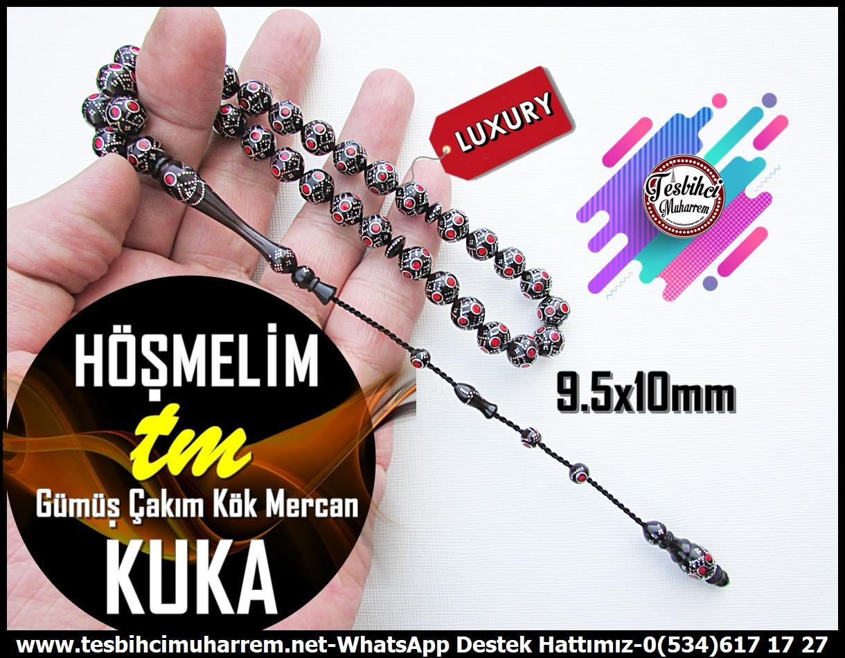 Kuka Ağacı TesbihlerTM13178Tespih Kuka I Gümüş Çakım Küre Kesim Siyah Höşmelim TesbihTespih Kuka Çeşm-i Selina Gümüş Çakma Gümüş Püskül Bezirgan Tesbih