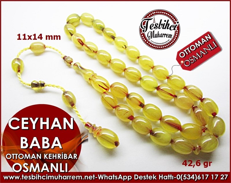 Traşlı Kayısı Ton Eski Osmanlı Sıkma Kehribar Tesbih Ceyhan Baba