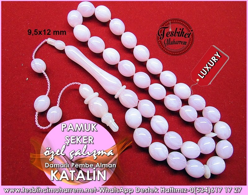 Üst Düzey İşçilik  Özel Çalışma Şeker Pembe Alman Katalin Tesbih Pamuk Şeker 