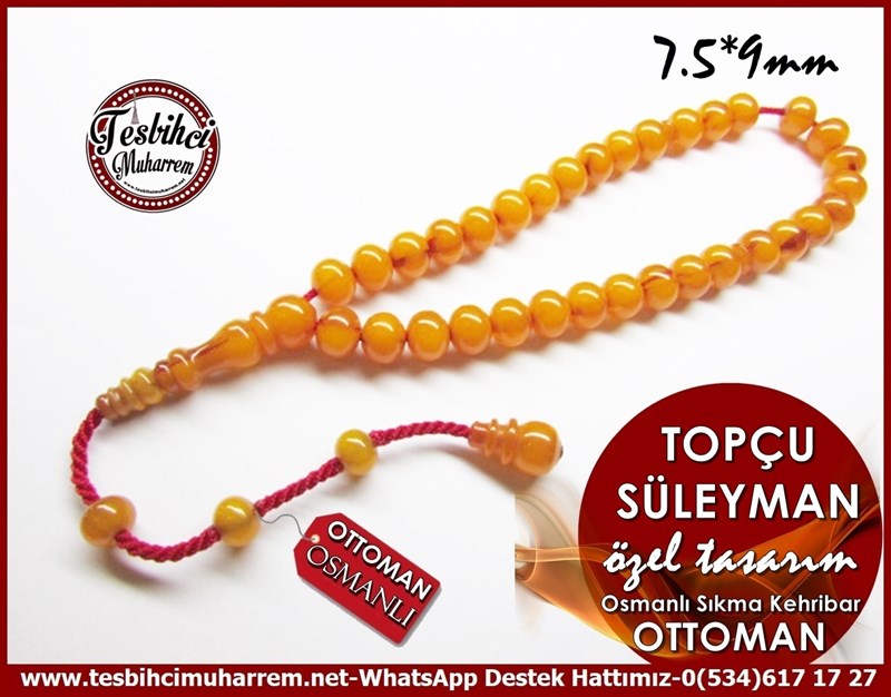 Üst Düzey İşçilik Bileklik Model Eski Osmanlı Sıkma Kehribar Tesbih Topçu Süleyman