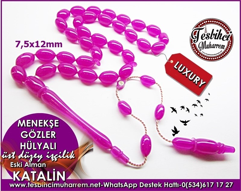 Üst Düzey İşçilik Eflatun Eski Alman Katalin Tesbih Menekşe Gözler Hülyalı