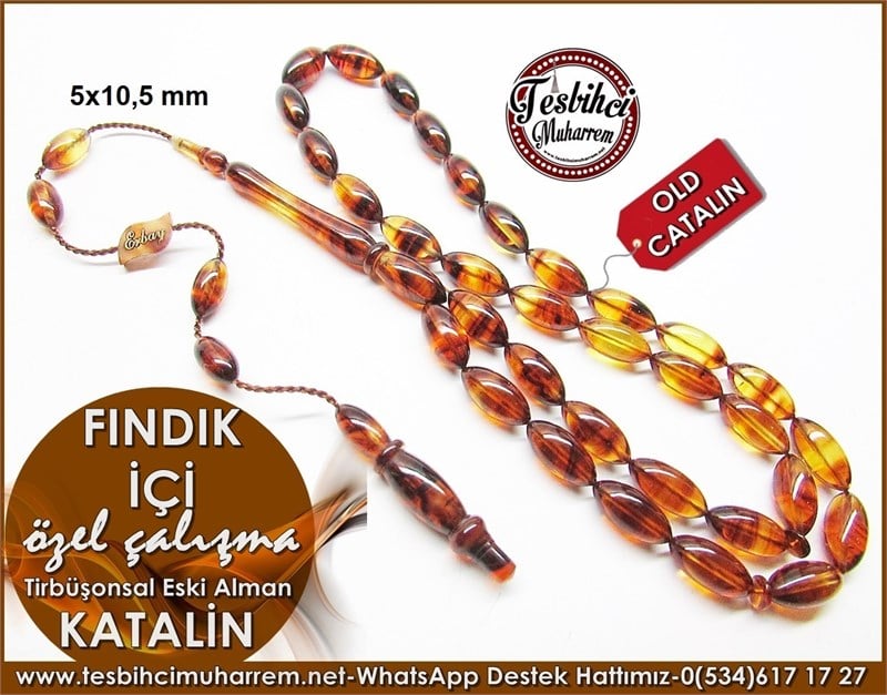 Üst Düzey İşçilik Özel Çalışma Eski Alman Obje Katalin Tesbih Fındık İçi