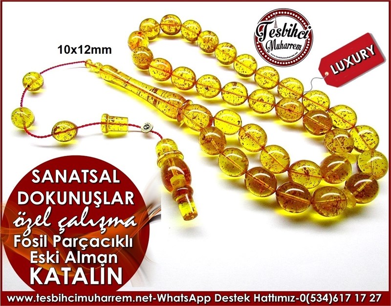 Üst Düzey İşçilik Özel Çalışma Eski Alman Fosil Katalin Tesbih Sanatsal Dokunuşlar