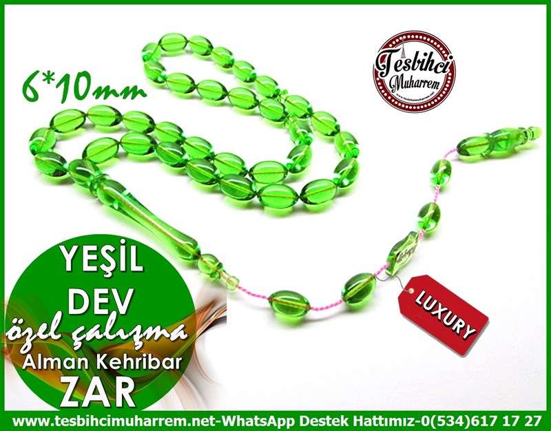 Üst Düzey İşçilik Özel Çalışma Yeşil Alman Zar Kehribar Tesbih Yeşil Dev