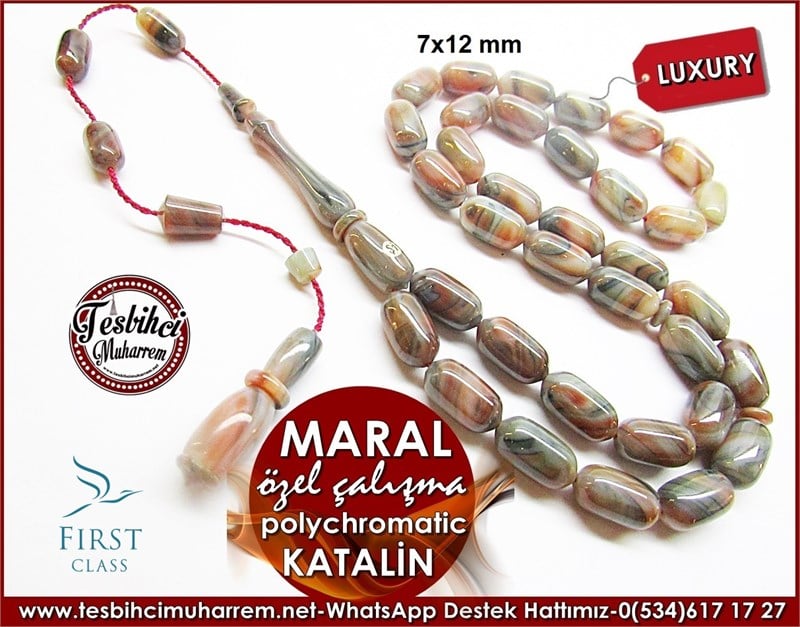 Üst Düzey İşçilik Polychromatic Eski Alman Katalin Tesbih Maral 