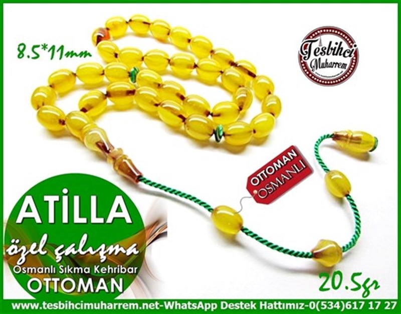 Üst Düzey İşçilik Profesyonel Çalışma Osmanlı Sıkma Kehribar Tesbih Atilla