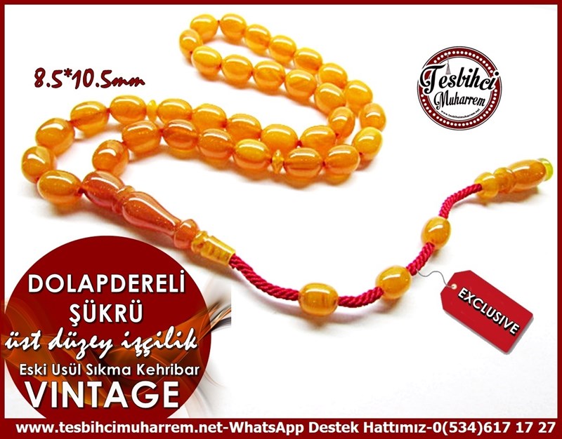 Üst Düzey İşçilik Vintage Lux Sıkma Kehribar Tesbih Dolapdereli Şükrü