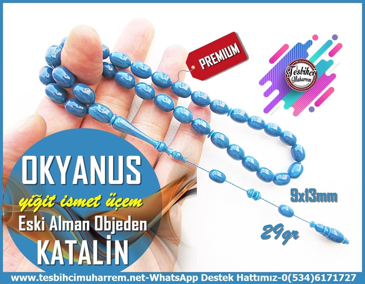 Katalin Ve Bağa TesbihlerTM13862Yiğit İsmet Üçem Usta İmzalı Tespih Eski Alman Katalin l Özel Gömme Kutulu Vermilion Orange '' Bergamalı '' TesbihTespih Premium Katalin l Eski Alman Badem Kesim Okyanus Tesbih 