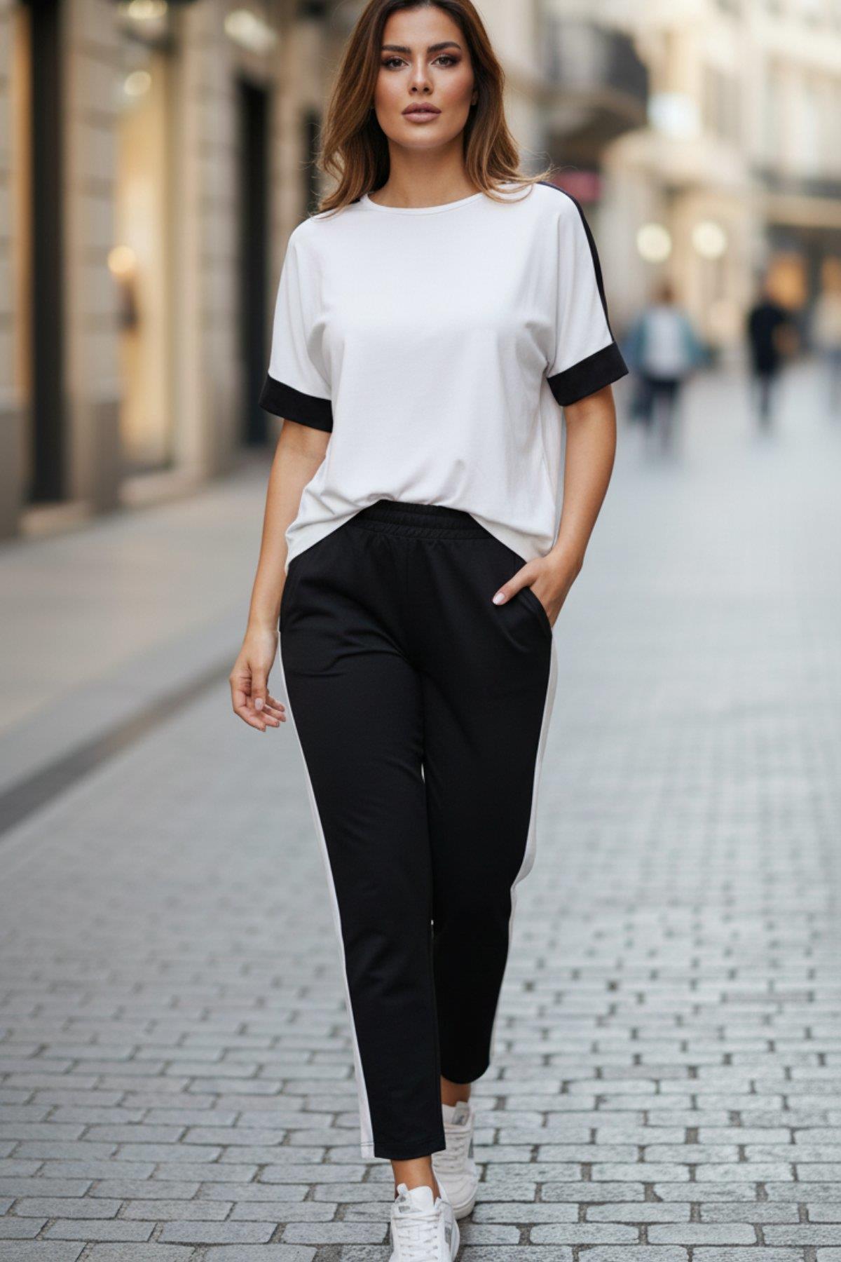 Kısa Kollu Modal Dokulu İkili Takım - Siyah