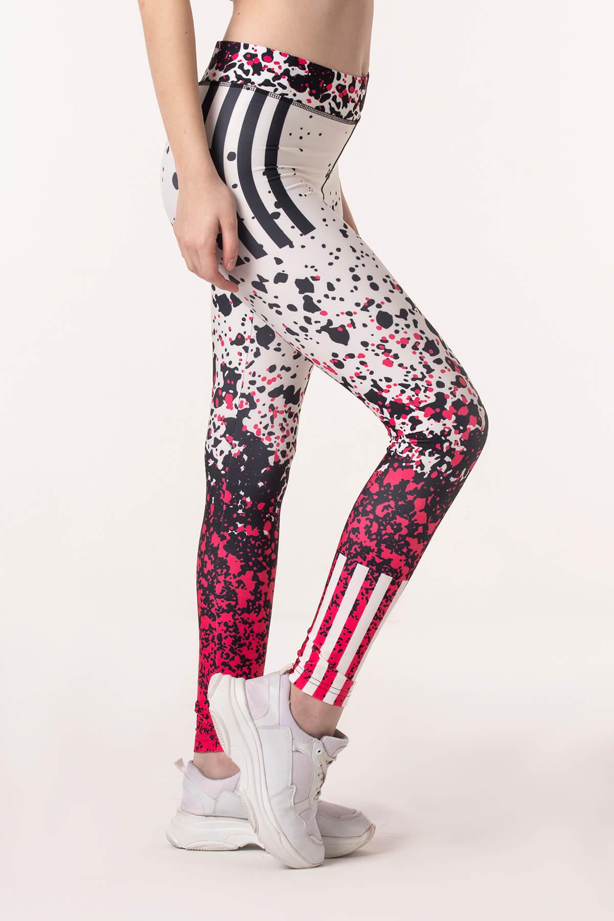 Dijital Baskılı Sporcu Tayt Beyaz