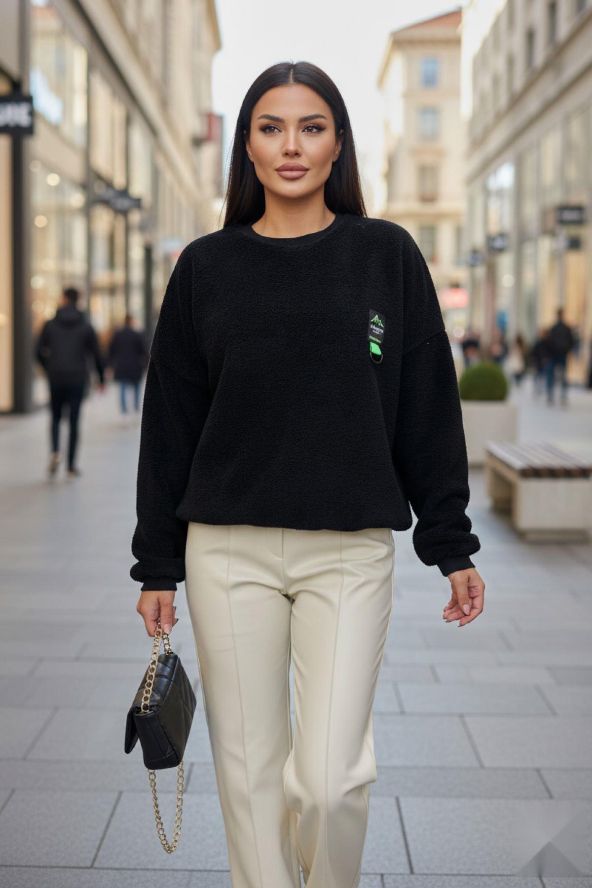 Bisiklet Yaka Welsoft Sweat Siyah