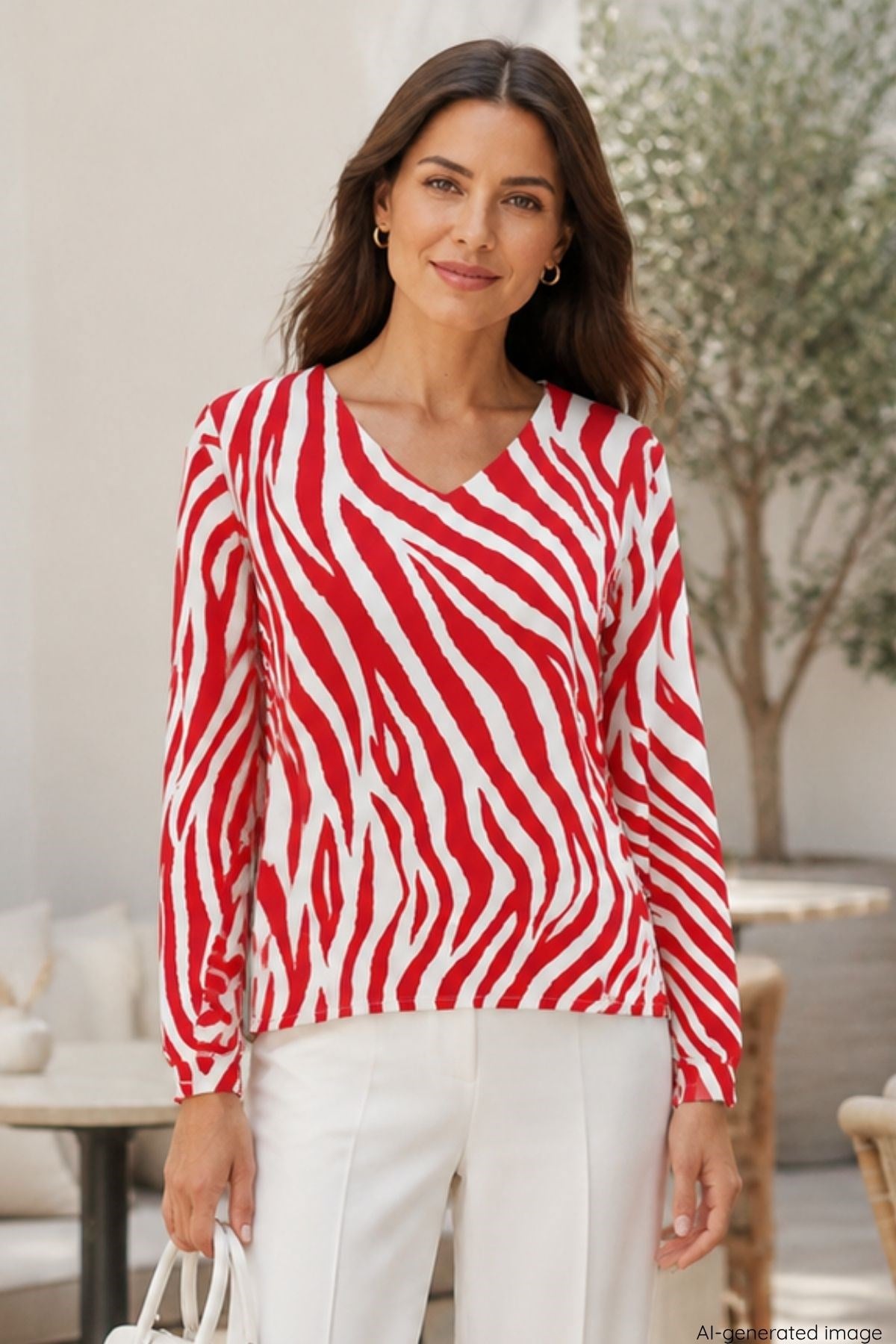 Zebra Desenli Dubai Bluz - Kırmızı
