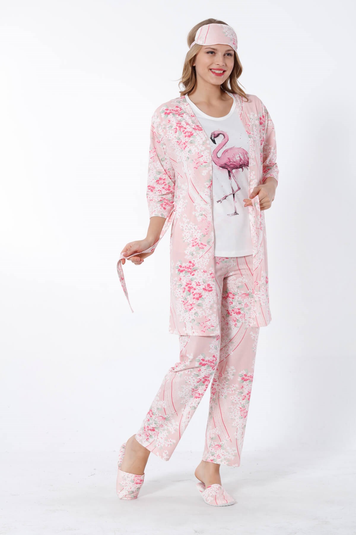 5 Parça Kadın Pijama Takım Pembe