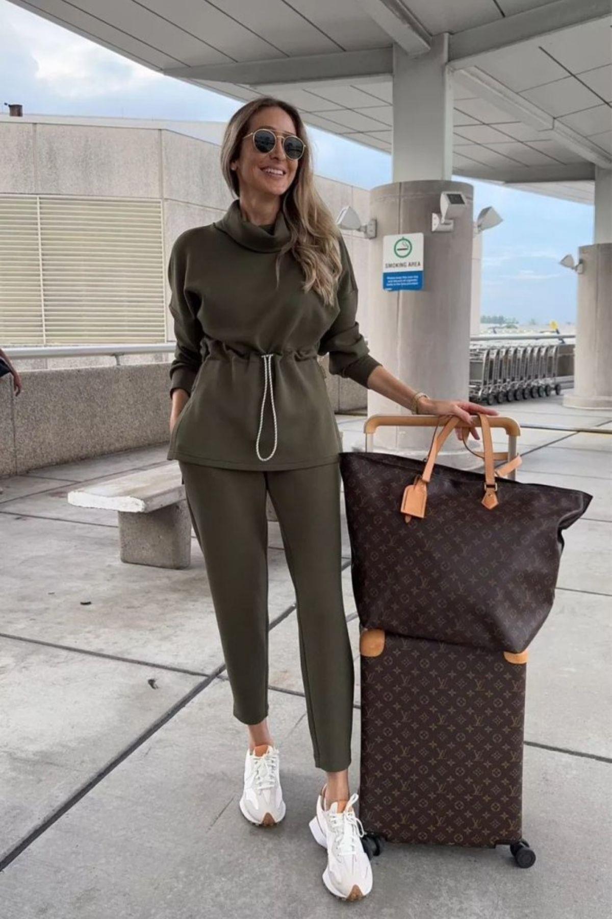 Balıkçı Yaka Lastikli Modal Bluz Pantolon İkili Takım - Yeşil