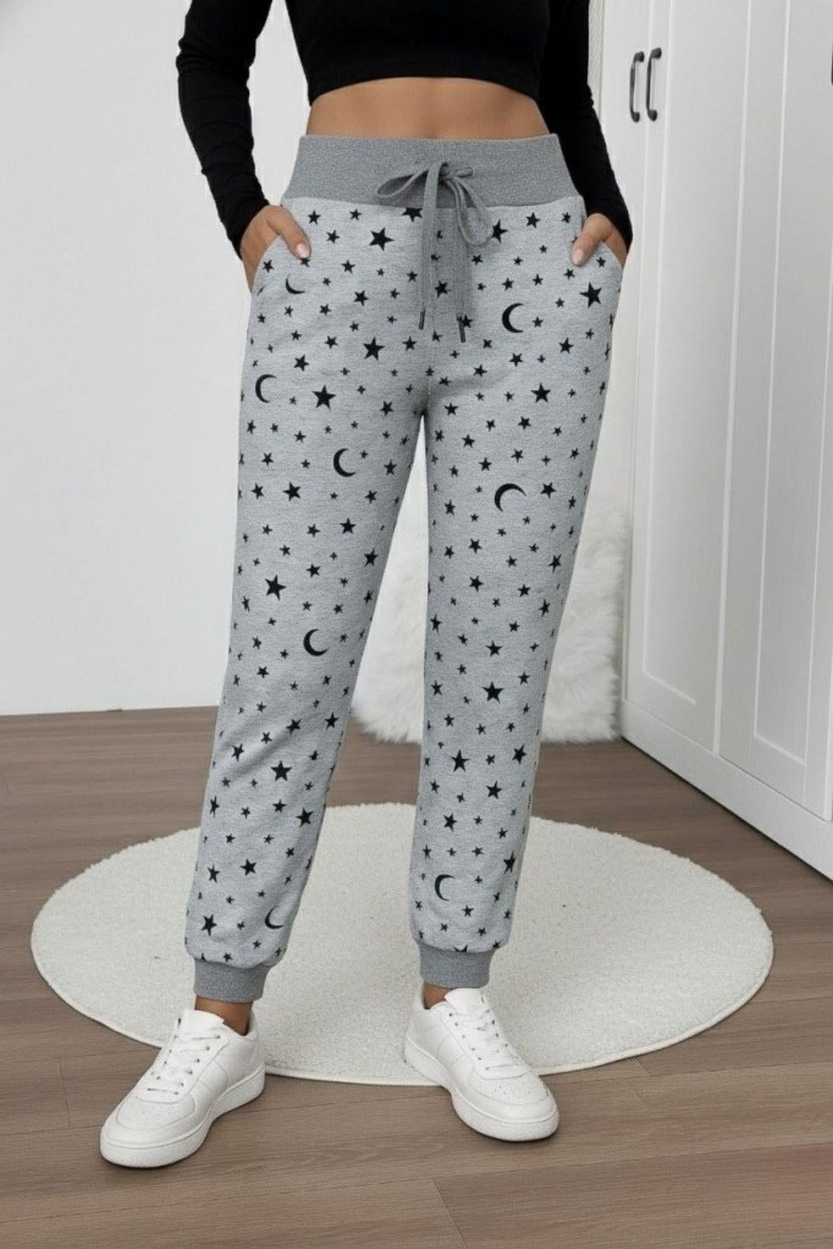 Yüksek Bel Bağcıklı İki İplik Pantolon - Gri