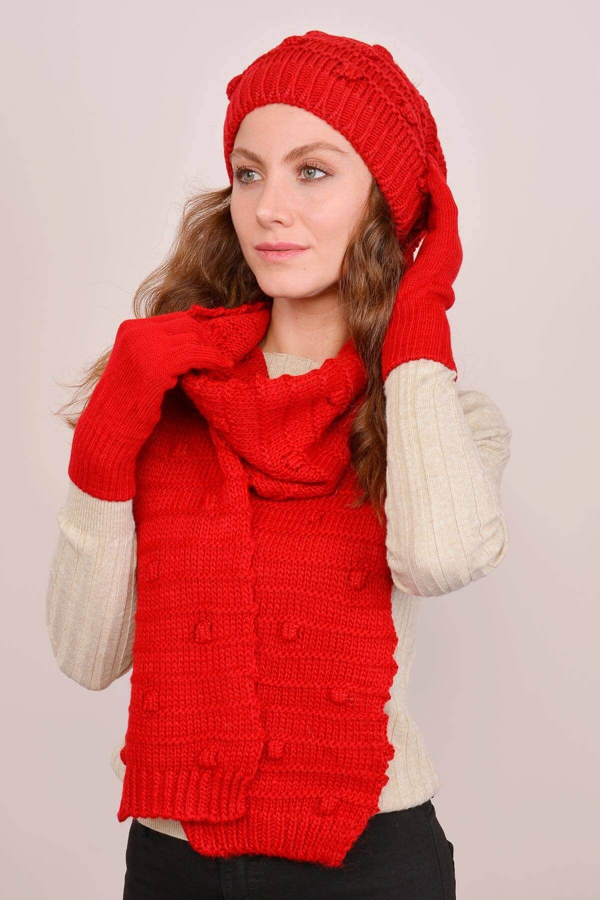 Aleda Kadın Atkı Bere Eldiven Takım