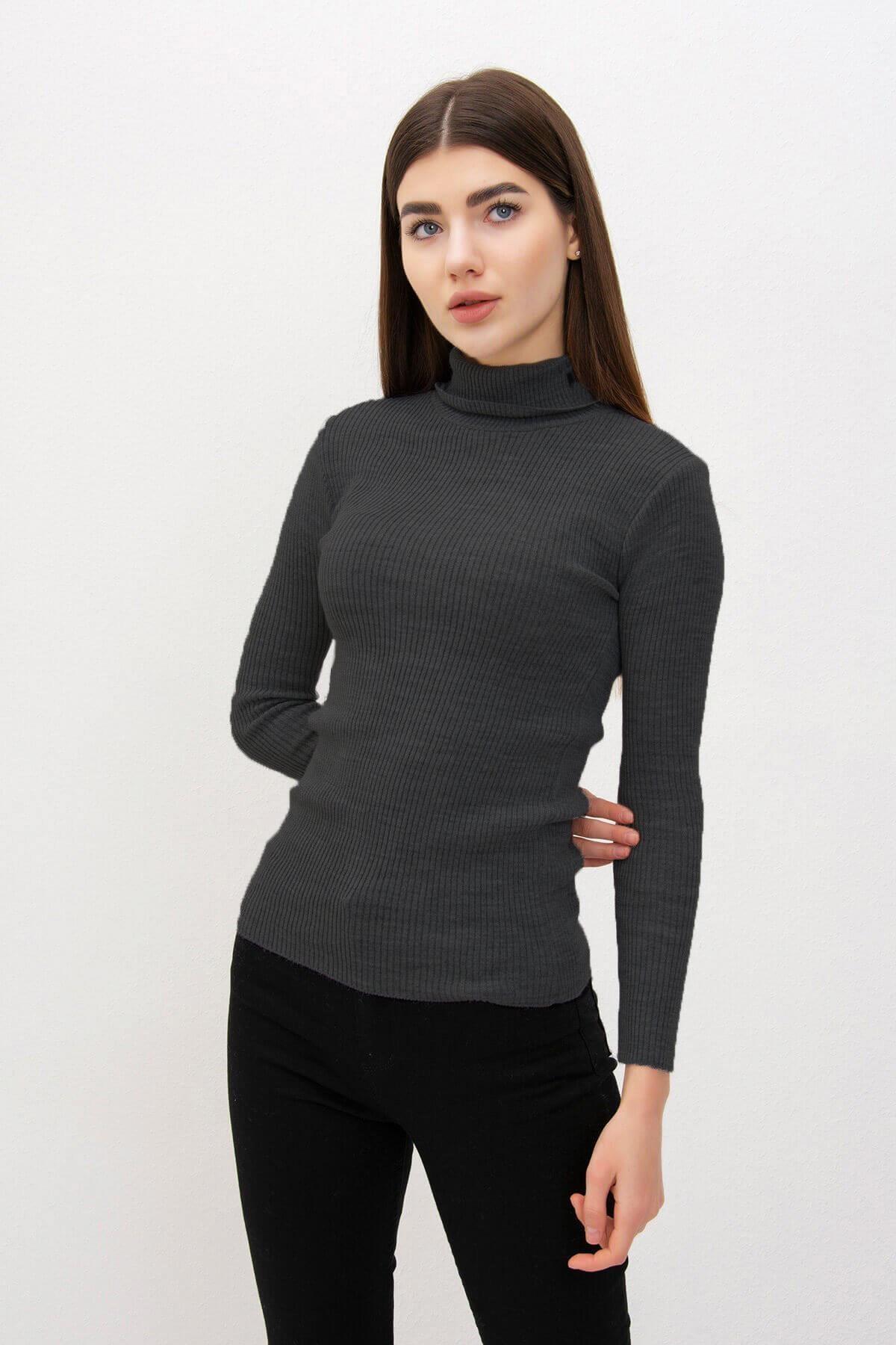 Balıkçı Yaka Basic Triko Antrasit