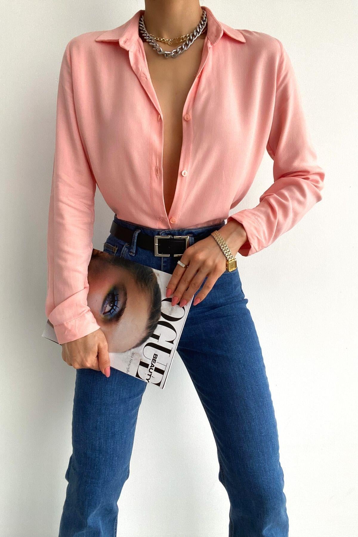 Basic Kadın Gömlek Pudra