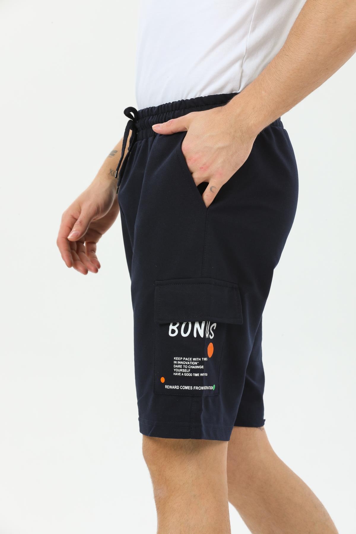 Bonus Kargo Cepli Erkek Penye Şort Lacivert