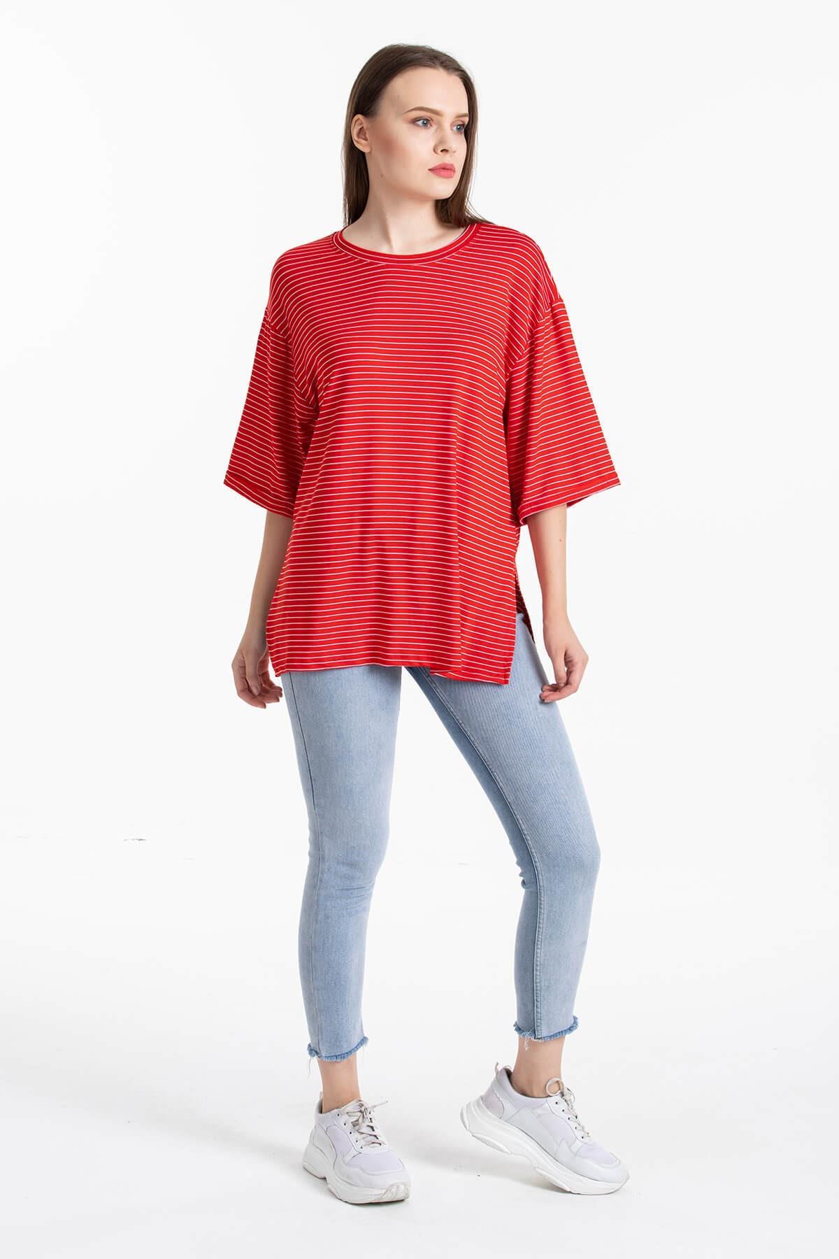 Boyfriend Çizgili T-Shirt