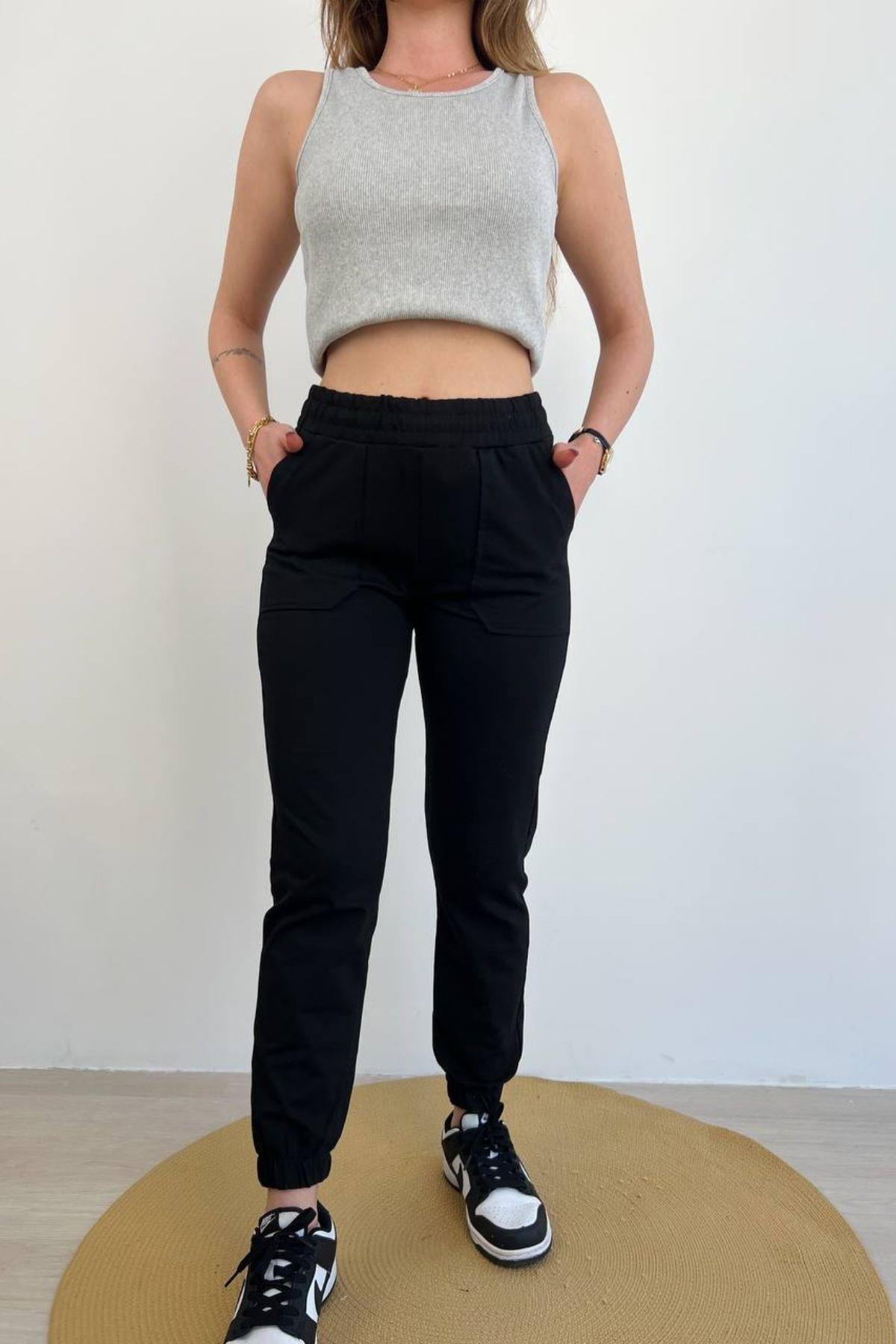 Cepli Jogger Eşofman Altı Siyah