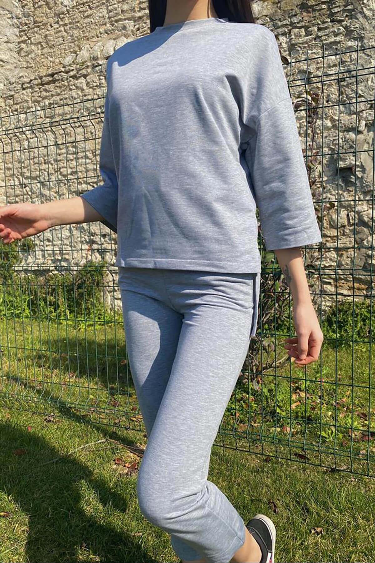 Cepli Oversize Eşofman Takım Gri