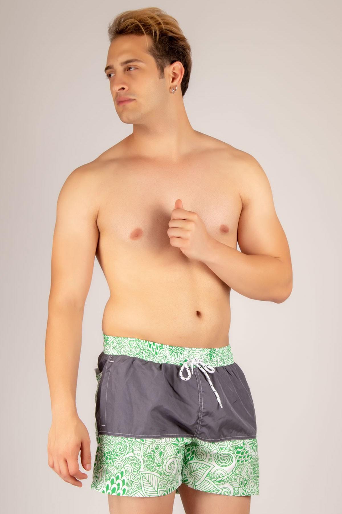 Çiçek Desenli Erkek Deniz Şortu