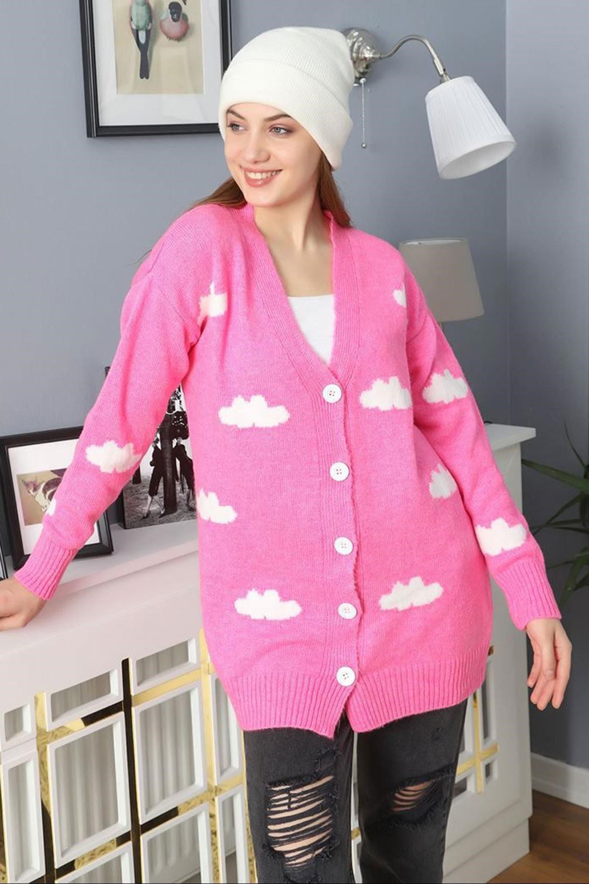 Cloud Design Pembe Kadın Soft Hırka