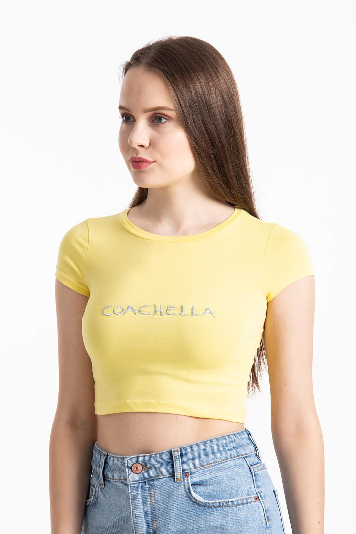 Coachella Basic Crop Sarı
