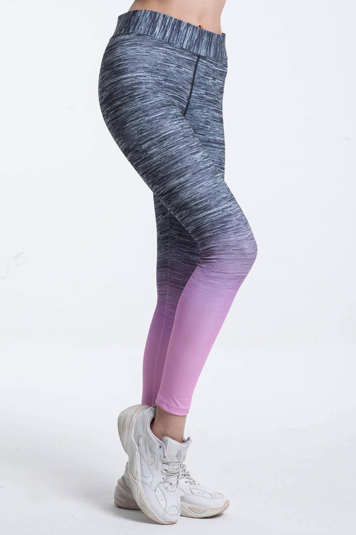 Dijital Baskılı Sporcu Tayt Gri